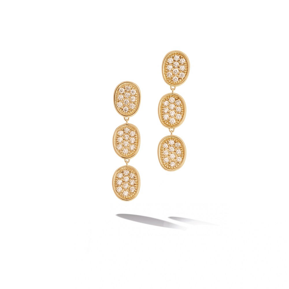 Marco Bicego 1.20ctw Diamond Lunaria Triple Drop Earrings in 18k Yellow Gold